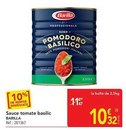 Sauce tomate basilic BARILLA
