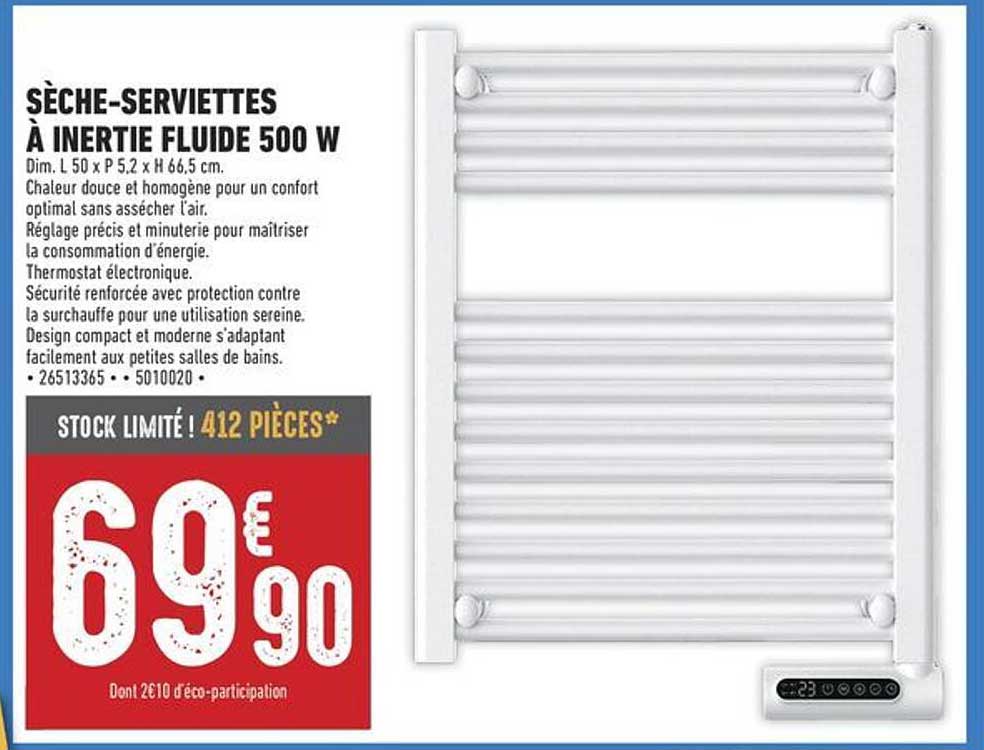 SÈCHE-SERVIETTES À INERTIE FLUIDE 500 W