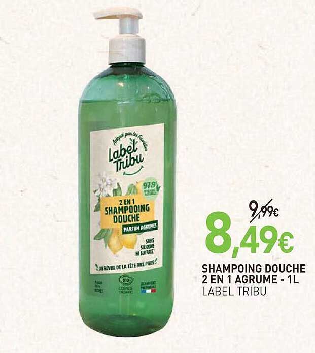 SHAMPOING DOUCHE 2 EN 1 AGRUME - 1L LABEL TRIBU