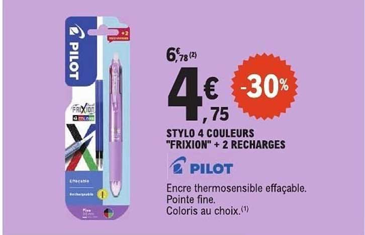 STYLO 4 COULEURS "FRIXION" + 2 RECHARGES