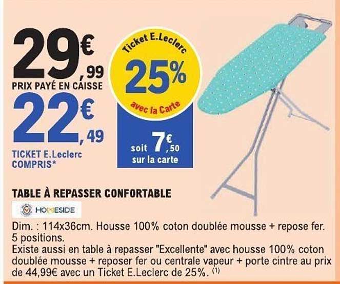 TABLE À REPASSER CONFORTABLE