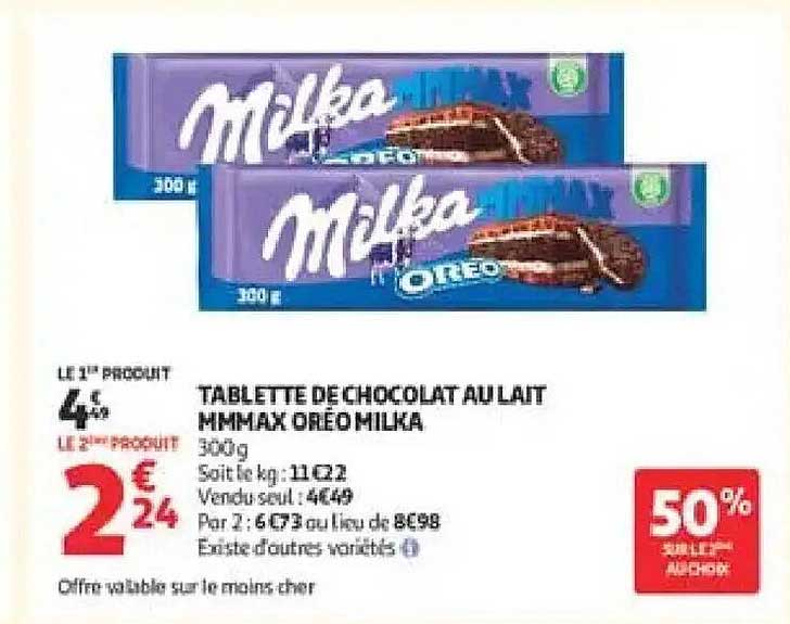 TABLETTE DE CHOCOLAT AU LAIT MMMAX OREO MILKA