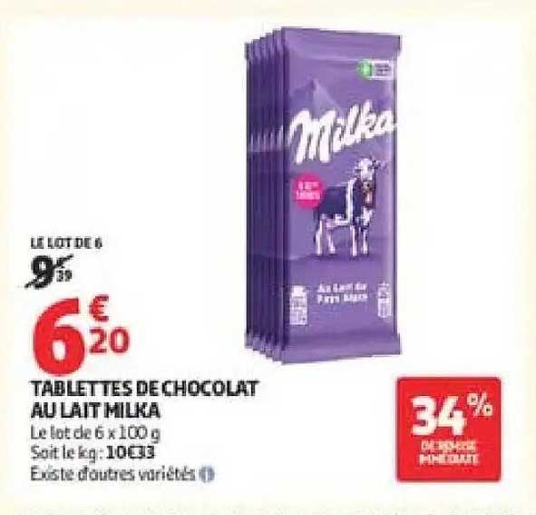 TABLETTES DE CHOCOLAT AU LAIT MILKA