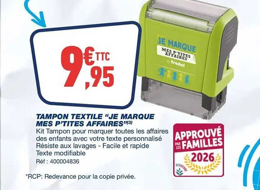 TAMPON TEXTILE “JE MARQUE MES P’TITES AFFAIRES”(3)