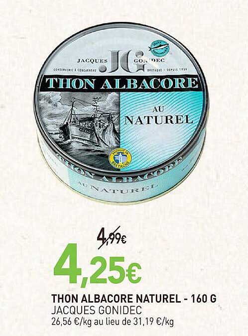 THON ALBACORE NATUREL - 160 G JACQUES GONIDEC