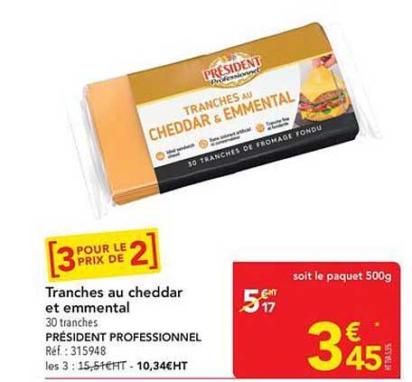 Tranches au cheddar et emmental