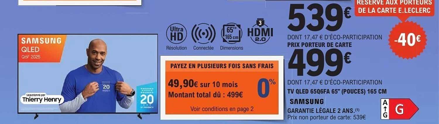 TV QLED 65Q6FA 65'' (POUCES) 165 CM SAMSUNG