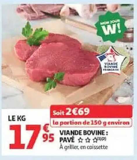 VIANDE BOVINE : PAVÉ A griller, en caissette