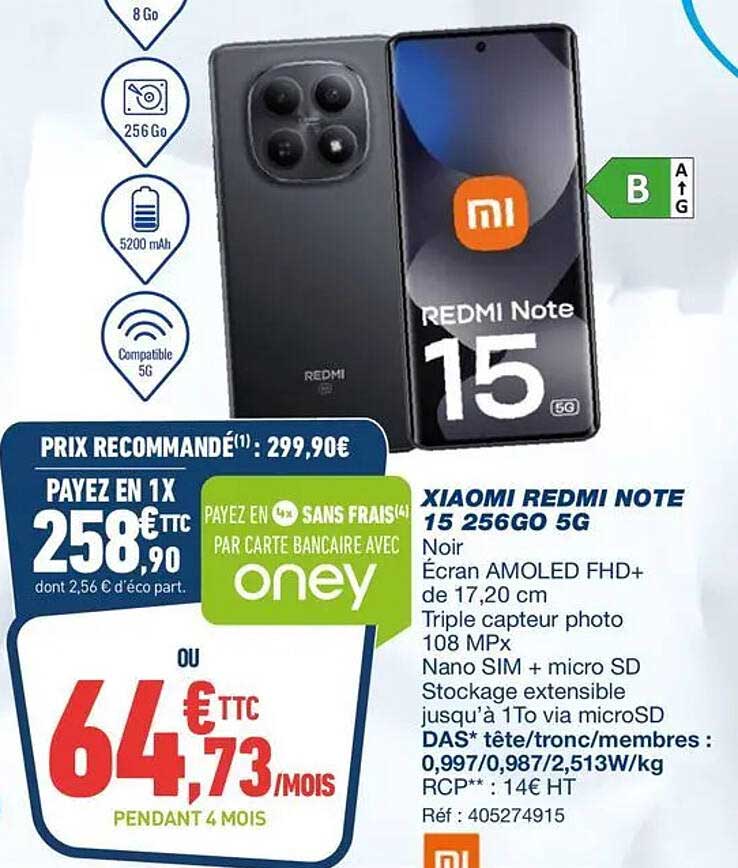 XIAOMI REDMI NOTE 15 256GO 5G