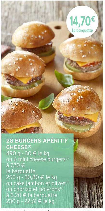 28 BURGERS APÉRITIF CHEESE