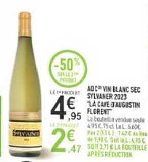 AOC® VIN BLANC SEC SYLVANER 2023 "LA CAVE D'AUGUSTIN FLORENT"
