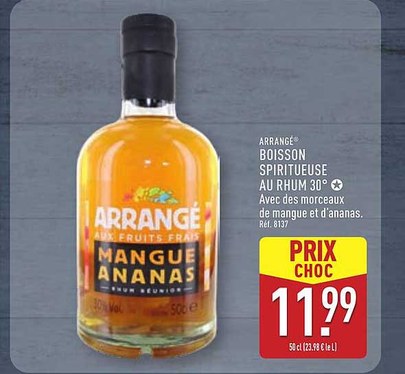 ARRANGÉ BOISSON SPIRITUELLE AU RHUM 30° MANGUE ANANAS