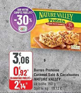 Barres Protéine Caramel Salé & Cacahuètes NATURE VALLEY