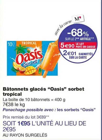 Bâtonnets glacés "Oasis" sorbet tropical