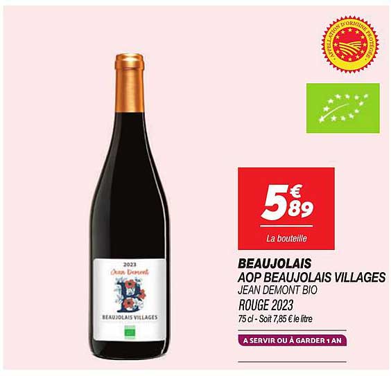 BEAUJOLAIS AOP BEAUJOLAIS VILLAGES JEAN DEMONT BIO ROUGE 2023