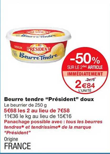Beurre tendre “Président” doux