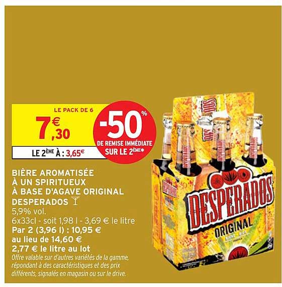 BIÈRE AROMATISÉE À UN SPIRITUEUX À BASE D'AGAVE ORIGINAL DESPERADOS