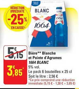 Bière** Blanche et Pointe d'Agrumes 1664 BLANC
