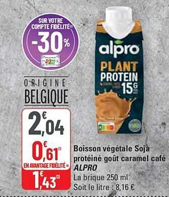 Boisson végétale Soja protéiné goût caramel café ALPRO