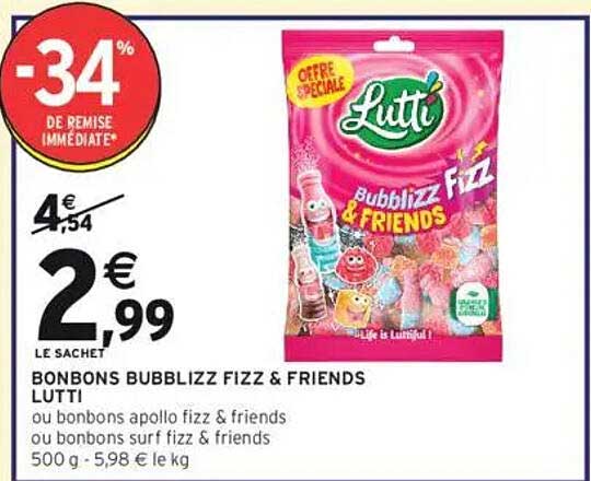 BONBONS BUBBLIZZ FIZZ & FRIENDS LUTTI