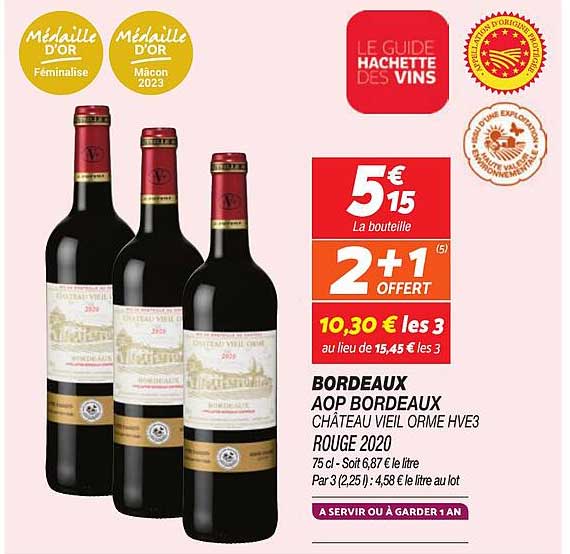 BORDEAUX AOP BORDEAUX CHÂTEAU VIEIL ORME HVE3 ROUGE 2020