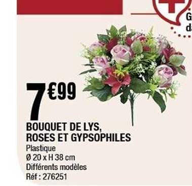 BOUQUET DE LYS, ROSES ET GYPSOPHILES