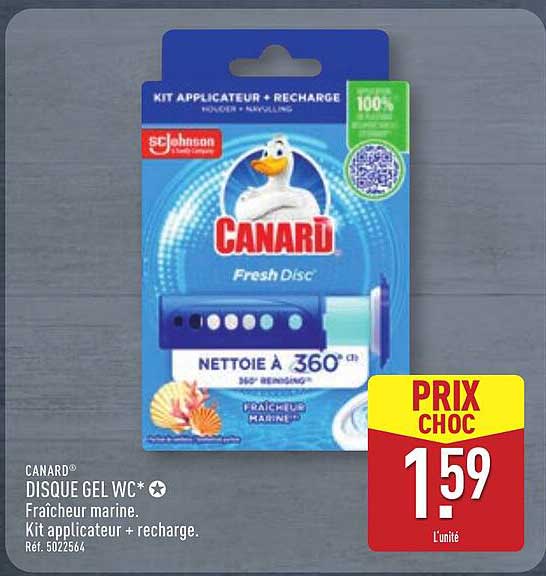 CANARD® DISQUE GEL WC* Fraîcheur marine. Kit applicateur + recharge.