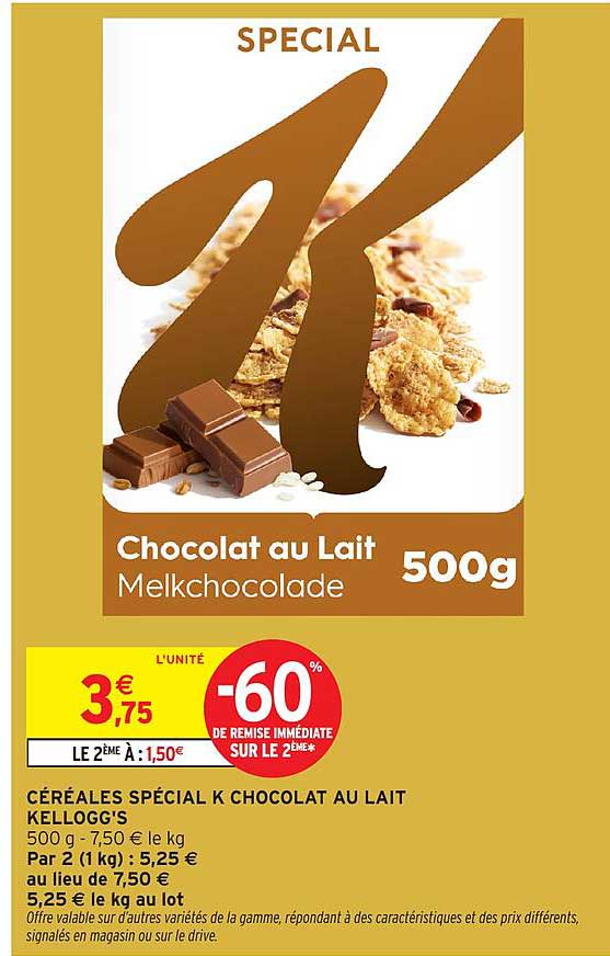 CÉRÉALES SPÉCIAL K CHOCOLAT AU LAIT KELLOGG'S