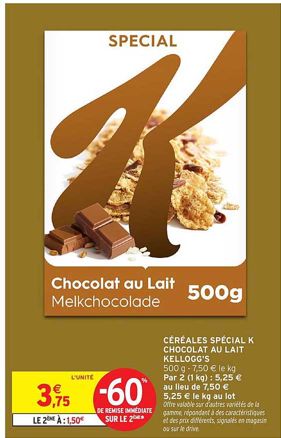Céréales SPÉCIAL K Chocolat au Lait KELLOGG'S 500g