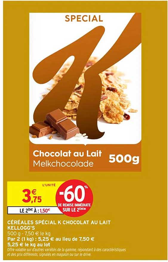 CÉRÉALES SPÉCIAL K CHOCOLAT AU LAIT KELLOGG'S