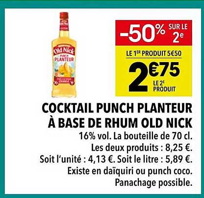 COCKTAIL PUNCH PLANTEUR À BASE DE RHUM OLD NICK