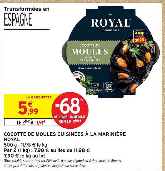 COCOTTE DE MOULES CUISINÉES À LA MARINIÈRE ROYAL