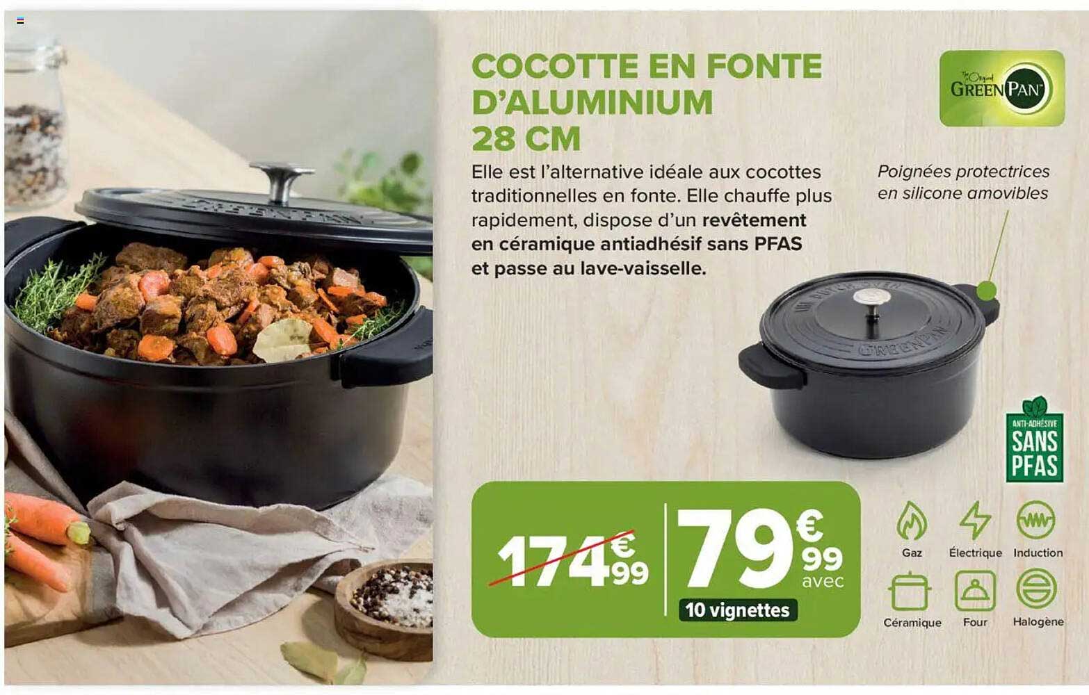 Cocotte en fonte d'aluminium 28 cm