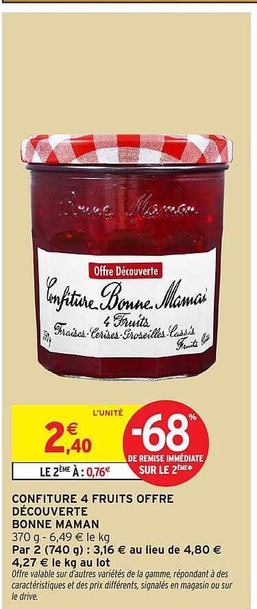 CONFITURE 4 FRUITS OFFRE DÉCOUVERTE