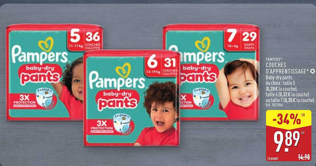 COUCHES D’APPRENTISSAGE* Baby-dry pants.