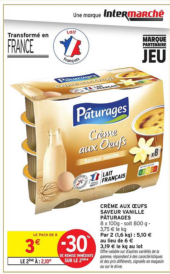 CRÈME AUX ŒUFS SAVEUR VANILLE PÂTURAGES
