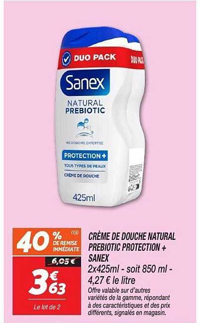 CRÈME DE DOUCHE NATURAL PREBIOTIC PROTECTION + SANEX