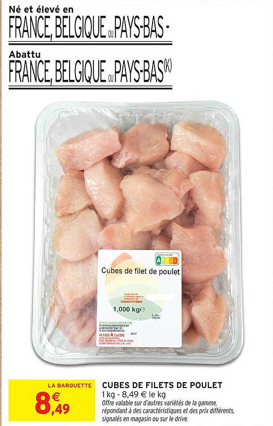 CUBES DE FILETS DE POULET