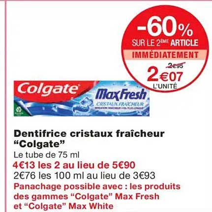 Dentifrice cristaux fraîcheur "Colgate"