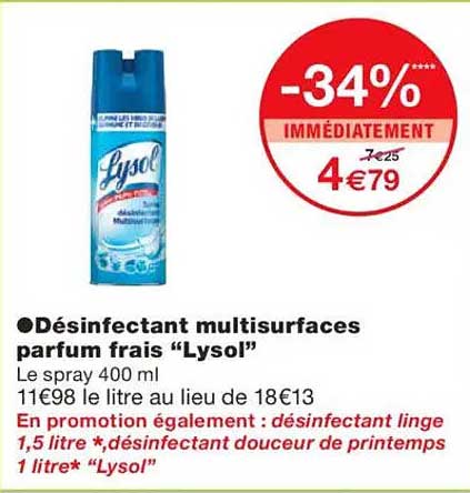Désinfectant multisurfaces parfum frais "Lysol"