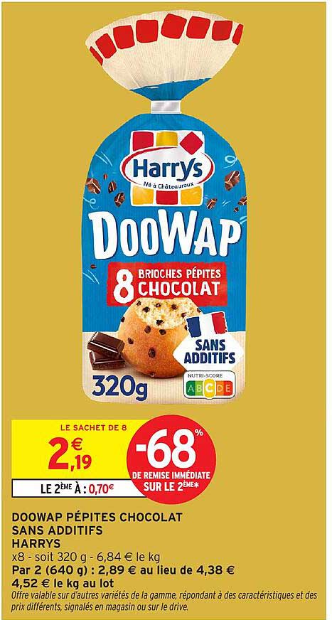 DOOWAP PÉPITES CHOCOLAT SANS ADDITIFS HARRYS