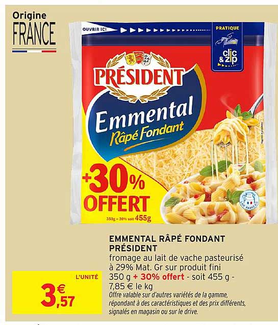 EMMENTAL RÂPÉ FONDANT PRÉSIDENT
