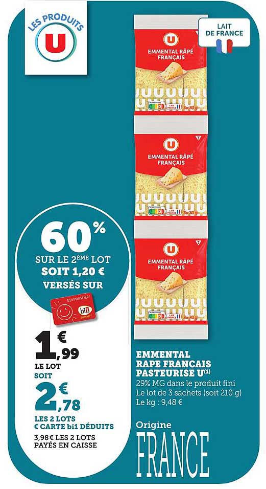 Emmental râpé français pasteurisé U