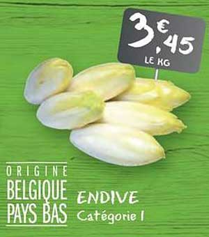 Endive Catégorie 1 Origine Belgique Pays-Bas