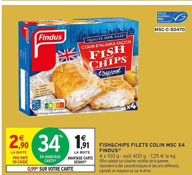 FISH&CHIPS FILETS COLIN MSC X4 FINDUS