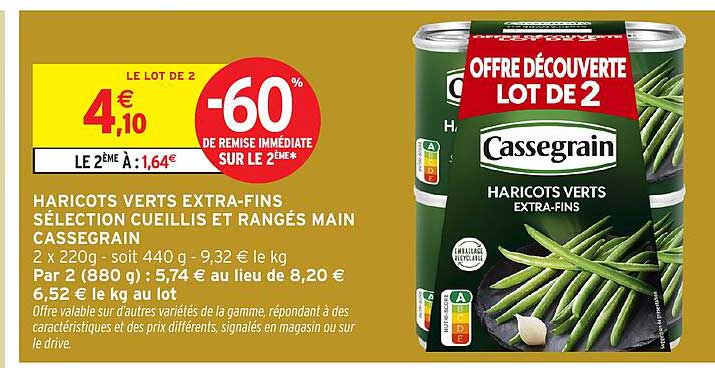 HARICOTS VERTS EXTRA-FINS SÉLECTION CUELLS ET RANGÉS MAIN CASSEGRAIN