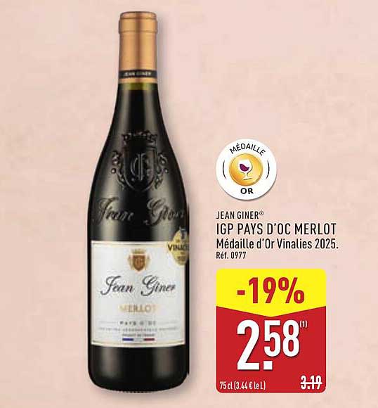 IGP PAYS D’OC MERLOT Médaille d'Or Vinalies 2025