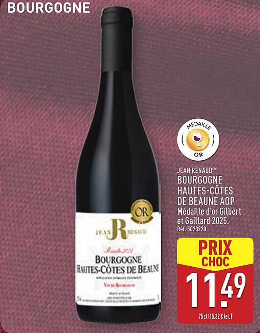 JEAN RENAUD BOURGOGNE HAUTES-CÔTES DE BEAUNE AOP Médaille d'or Gilbert et Gaillard 2025