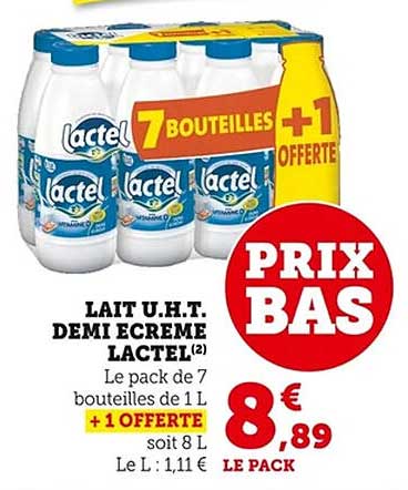 LAIT U.H.T. DEMI ECREME LACTEL