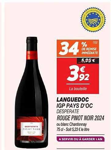 Languedoc IGP Pays d'Oc Desperate Rouge Pinot Noir 2024